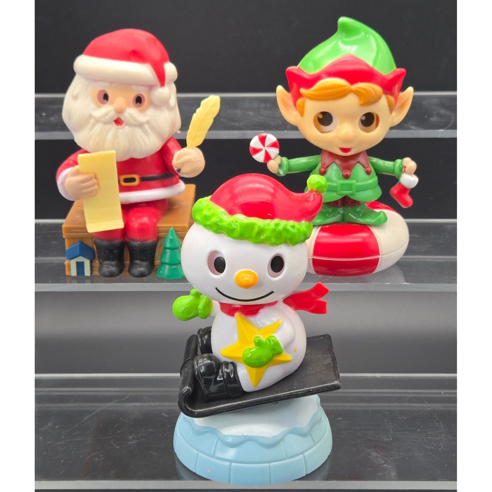 Solar Powered Dancing Christmas Figures Santa Elf Snowman 3 Piece Set 2017 FSG